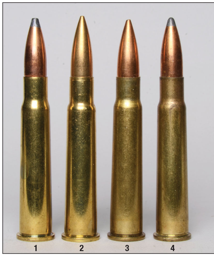 The rounds Mike fired for this article included: (1) a Federal factory load with Sierra 180-grain JSP bullet, (2) a Sellier & Bellot factory load with 180-grain FMJ bullet, (3) a handload with a Sierra 174-grain HPBT and (4) a handload with a Sierra 180-grain JSP.
